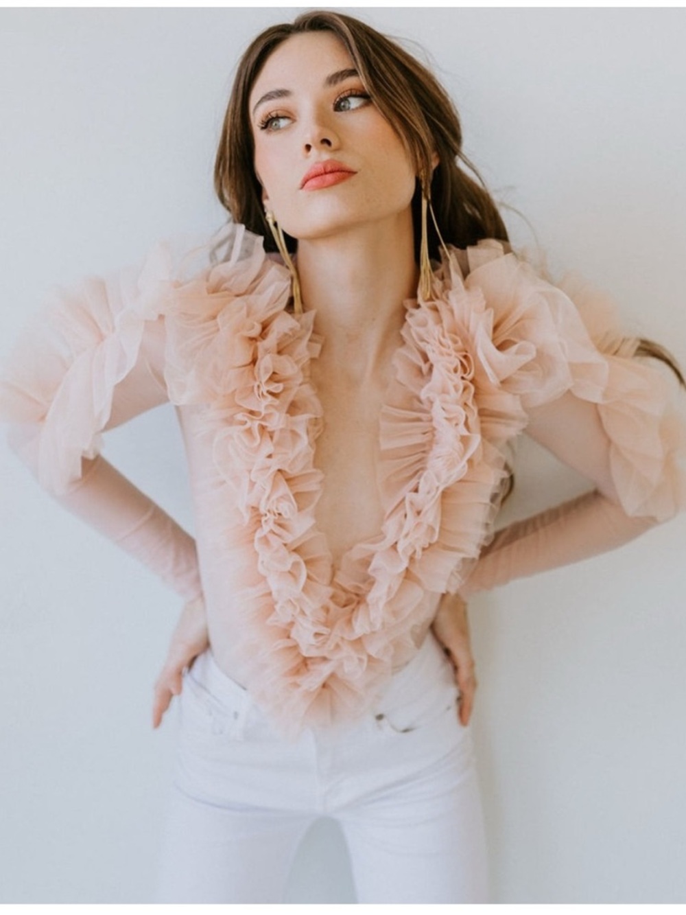 Untamed Petals Holly Bodysuit in Nude, small. NEW!